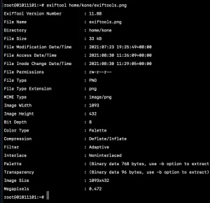 view exif metadata via command line